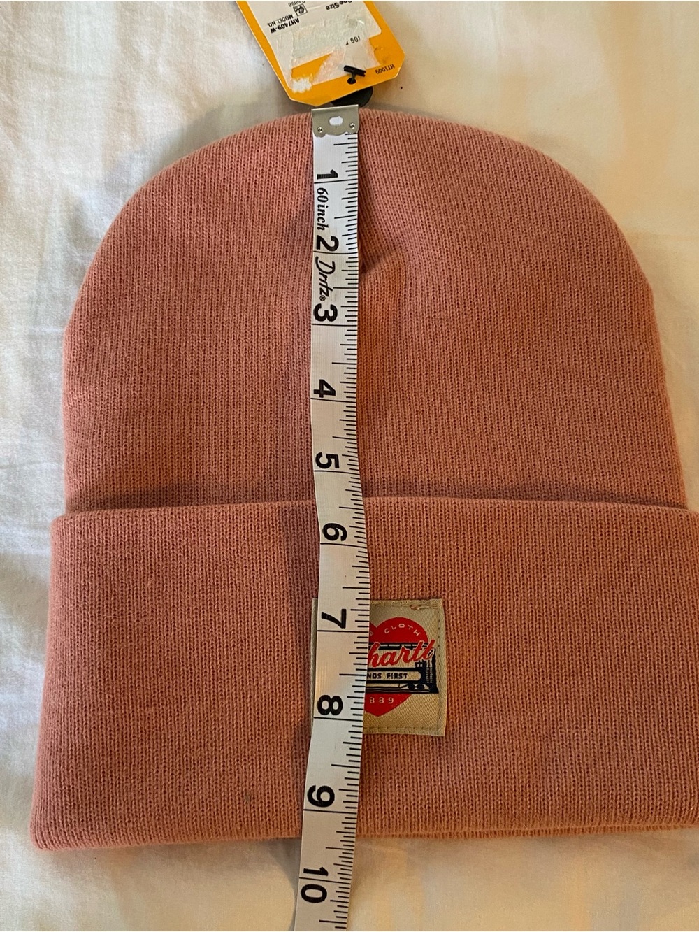 Carhartt Beanie Winter Hat Womens OS Pink Heart Patch Outdoor Gorpcore NEW NWT - Picture 2 of 9